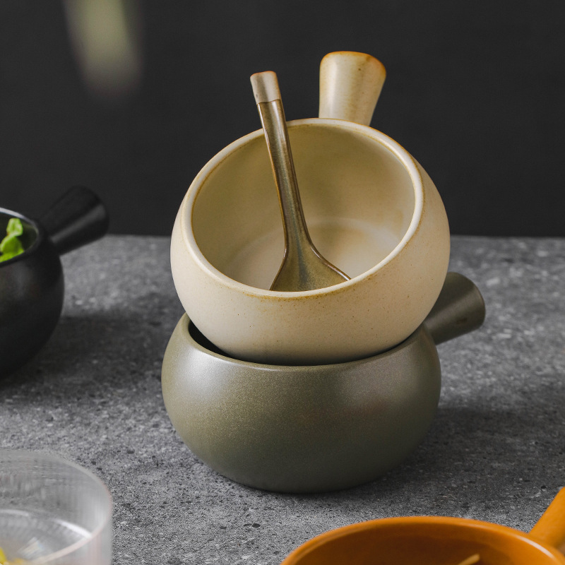 日式粗瓷把手奶鍋