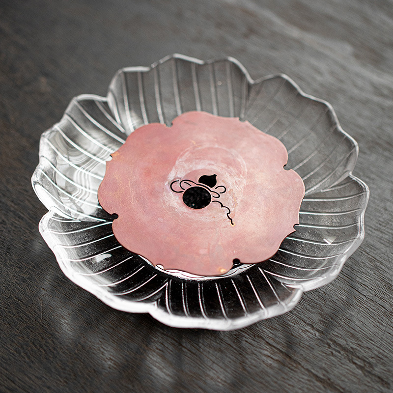 做舊銅片玻璃幹泡臺壺承