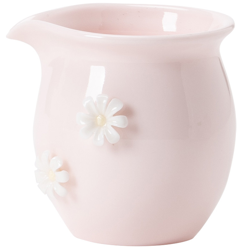 桃粉捏花公道杯