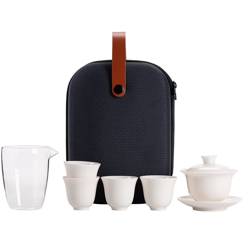 羊脂玉白瓷旅行茶具