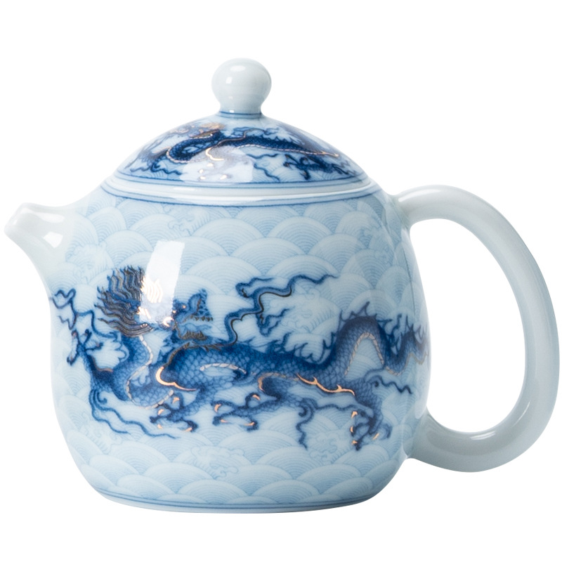 青花龍紋蛋形茶壺
