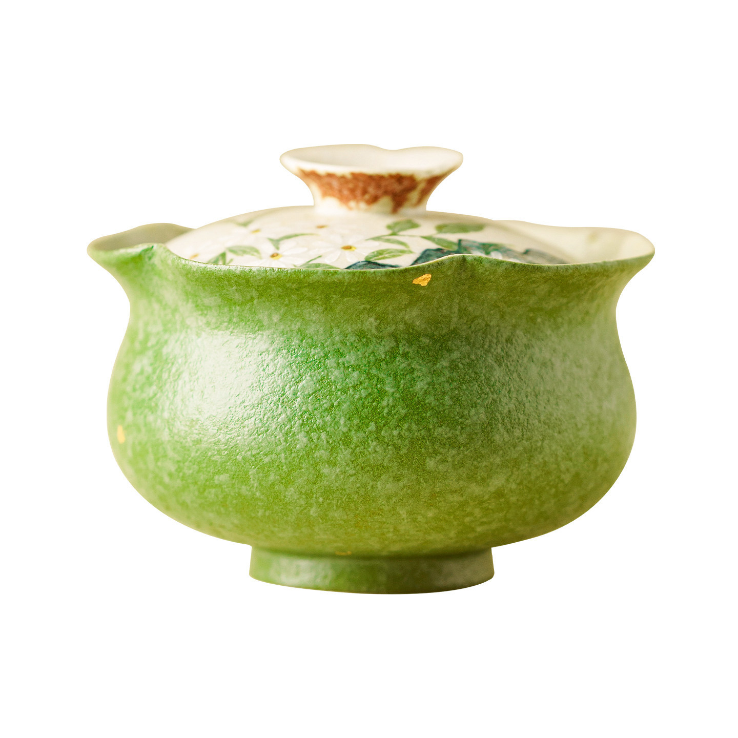 小青柑灑金漫野雛菊蓋碗