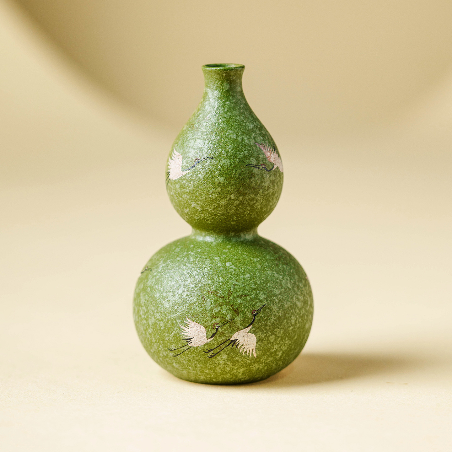 小青柑鶴舞長空陶瓷葫蘆花瓶