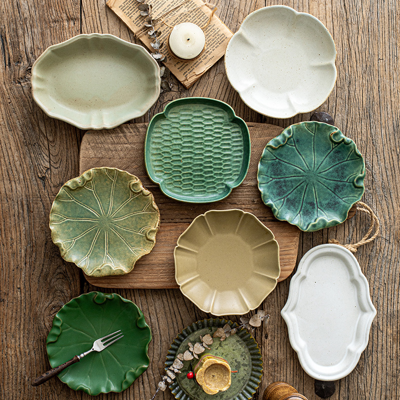 高顏值復古粗陶茶點盤