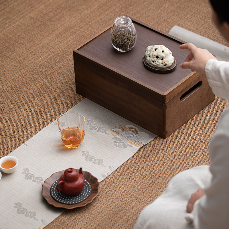 胡桃木雙層收納盒