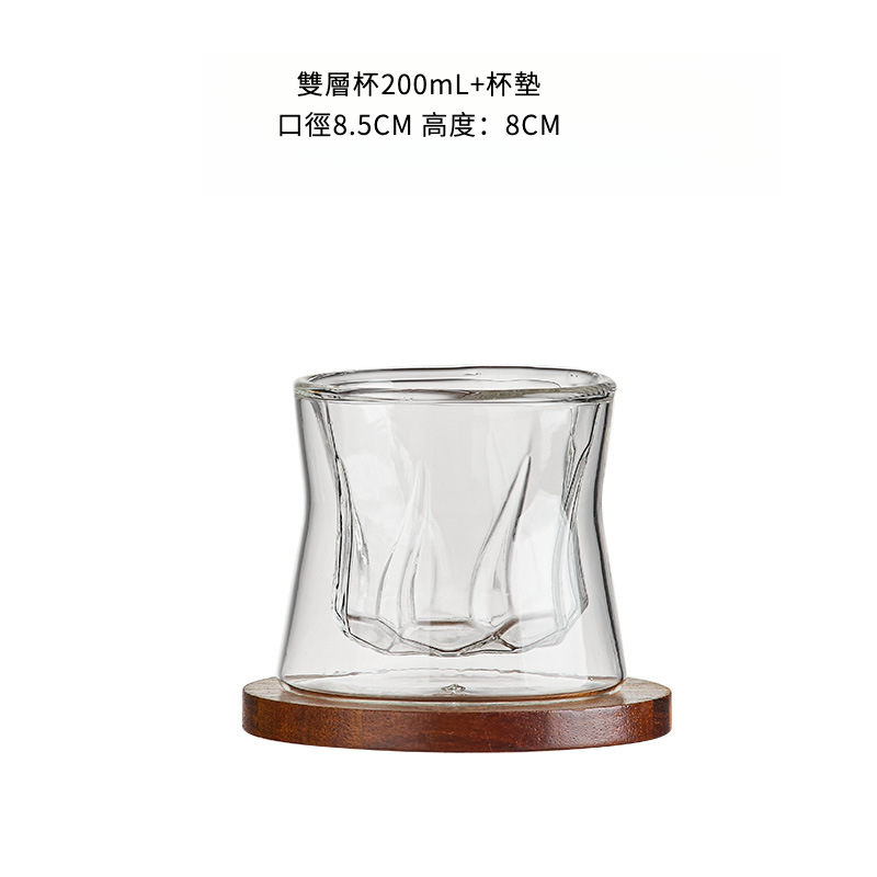 美索米亞高顏值雙層束腰玻璃咖啡杯