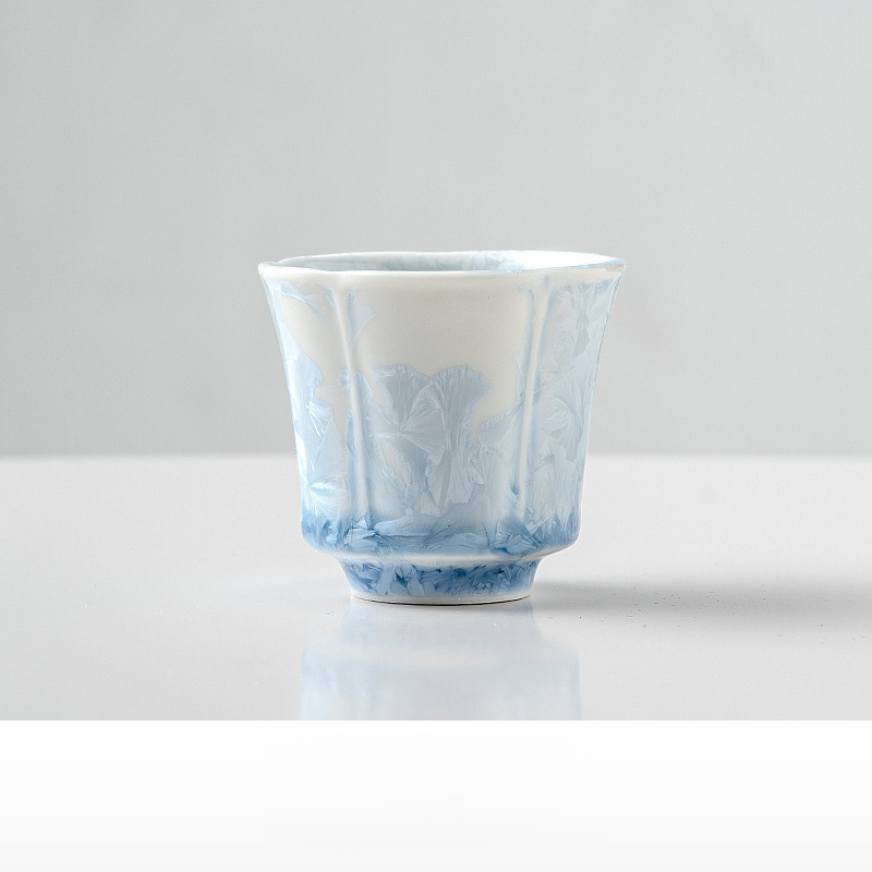 結晶釉窯變花口主人杯單杯