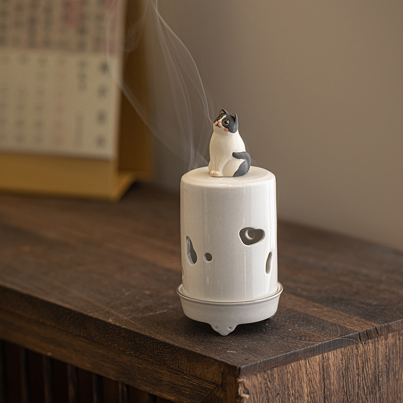 萌貓草木灰仿宋小香爐