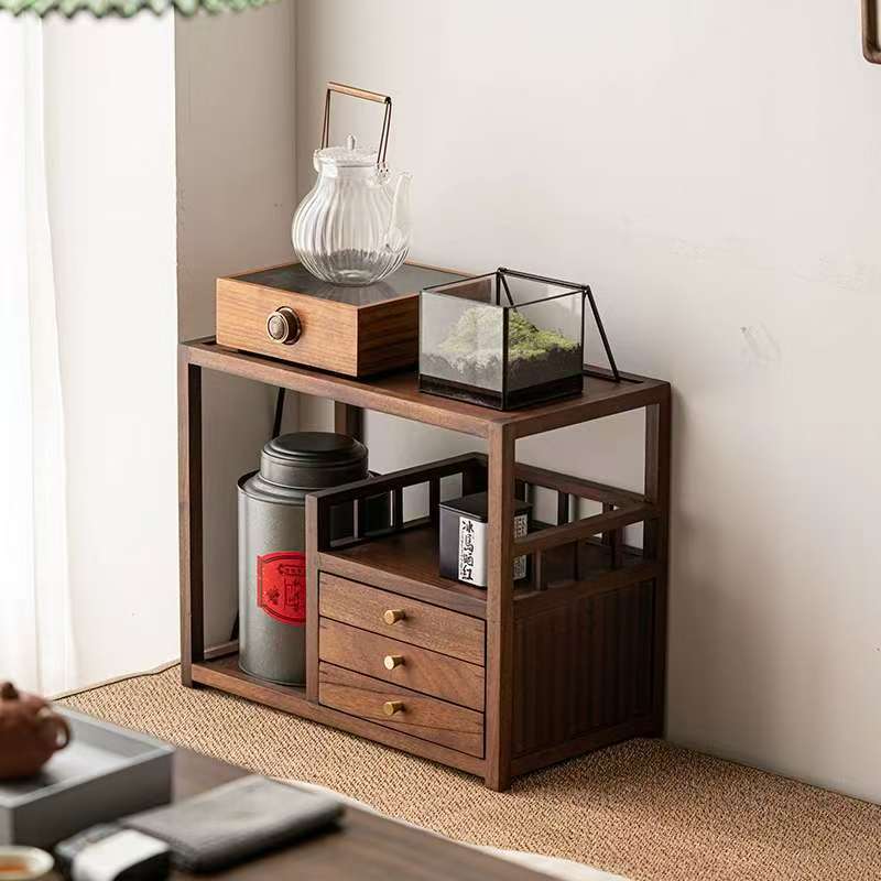 胡桃木桌面置物架