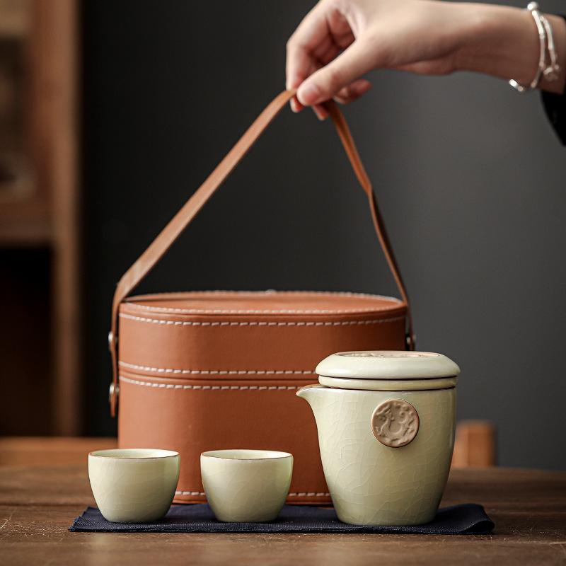 冰裂祥龍快客杯旅行茶具