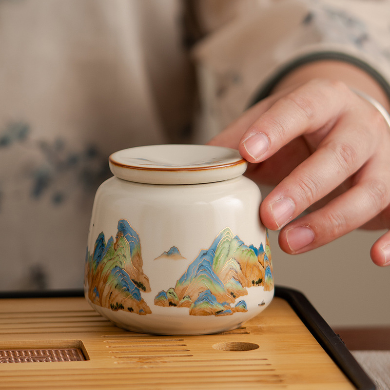 汝窯千裡江山茶葉罐