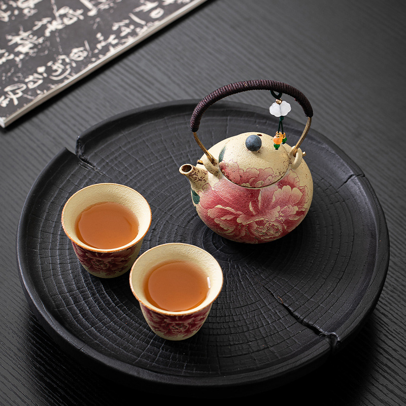 火石紅陶瓷提梁壺