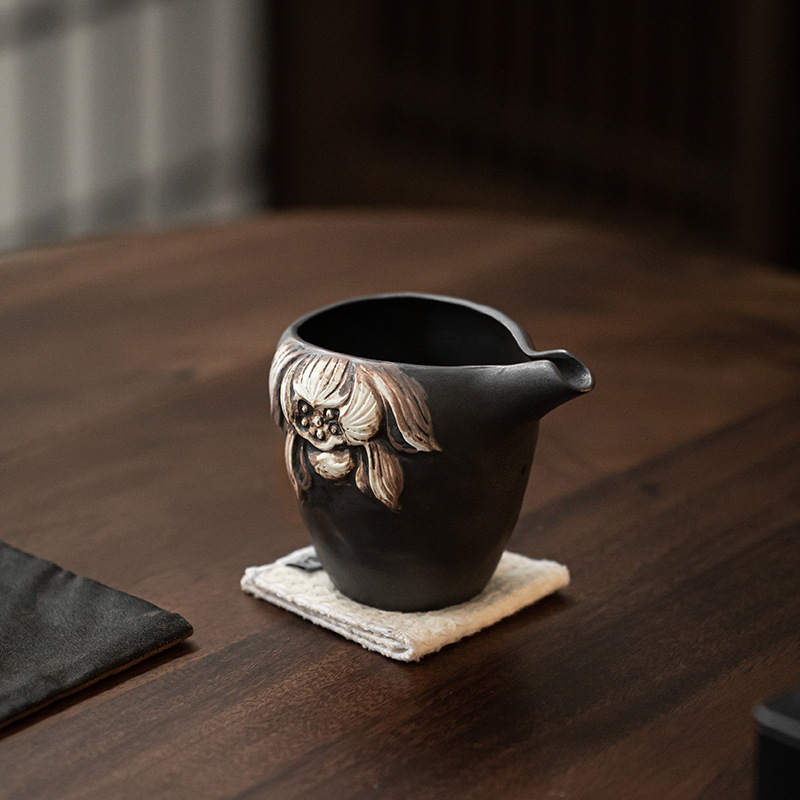 侘寂風粗陶手工公道杯