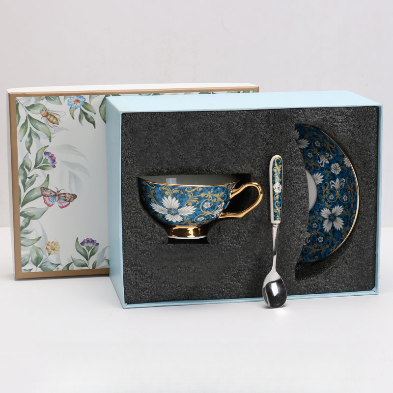 鉤藤歐式輕奢骨瓷咖啡杯碟套裝伴手禮