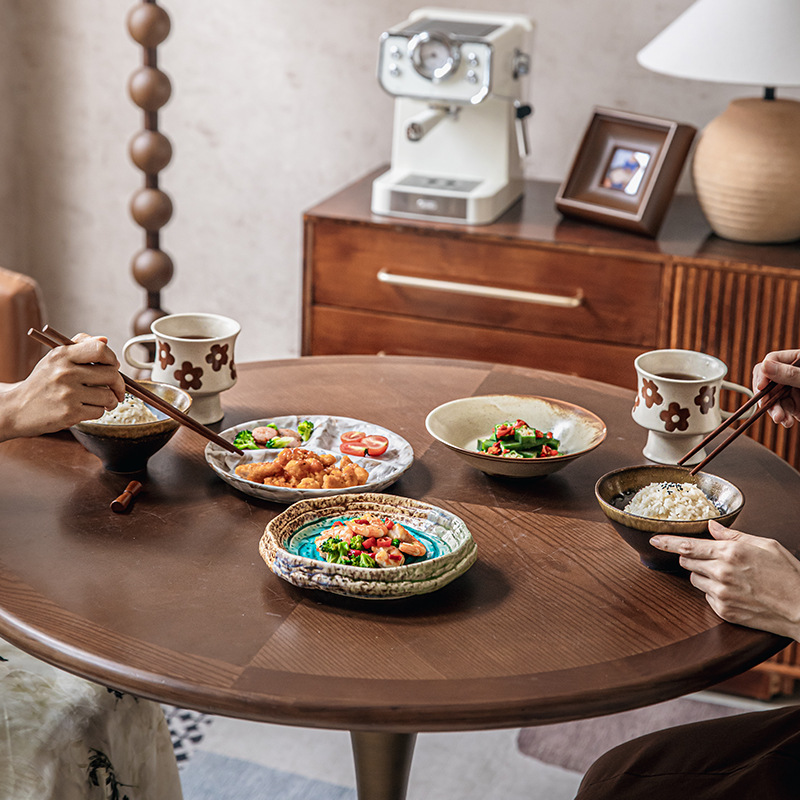 7英吋碧潭冰裂釉螺紋異型沙拉盤