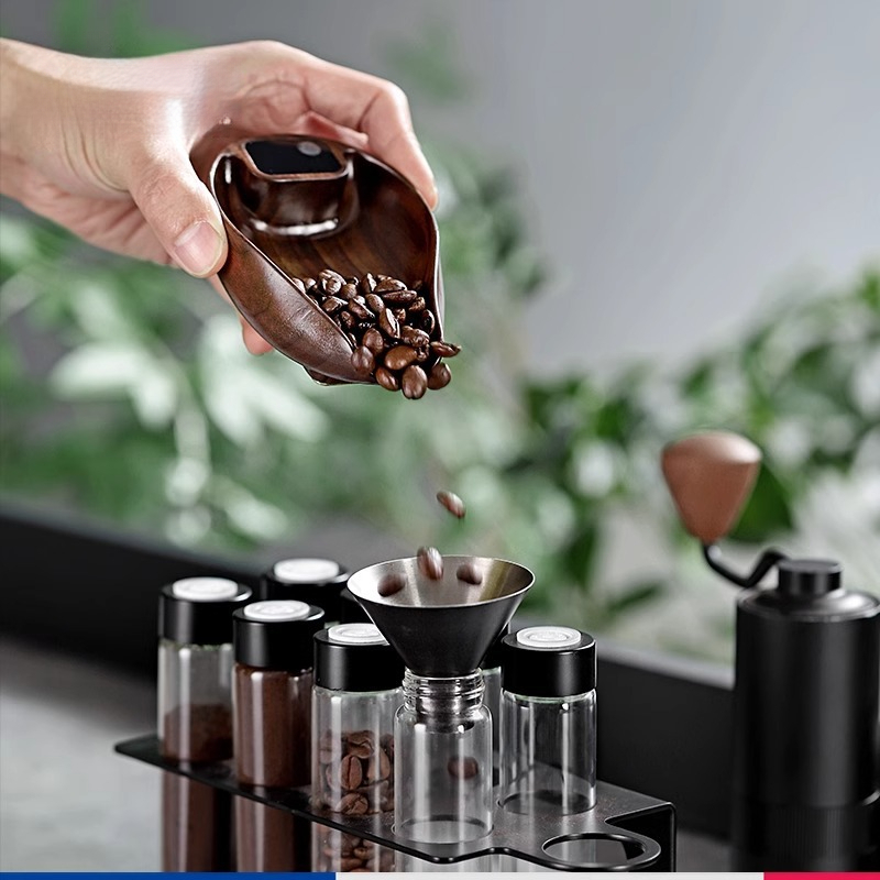 胡桃木手沖電子稱豆盤