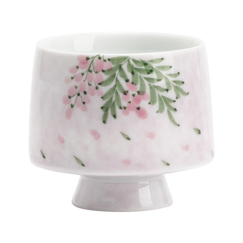 手繪紫藤花高足杯