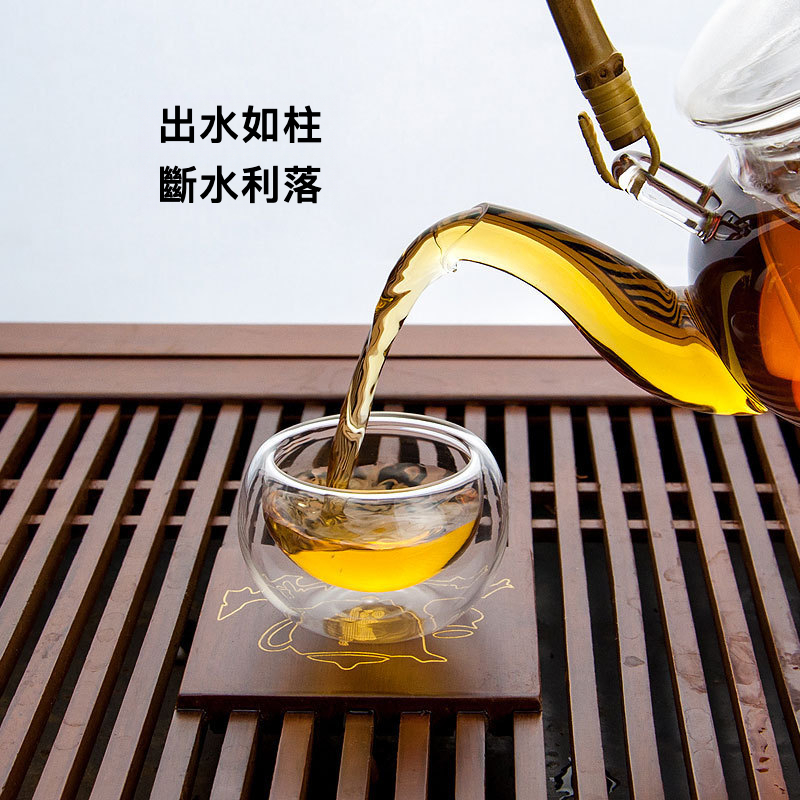 復古竹子把提梁加厚玻璃茶壺