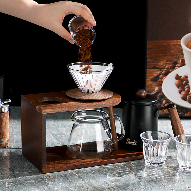 手沖咖啡木質收納架全套