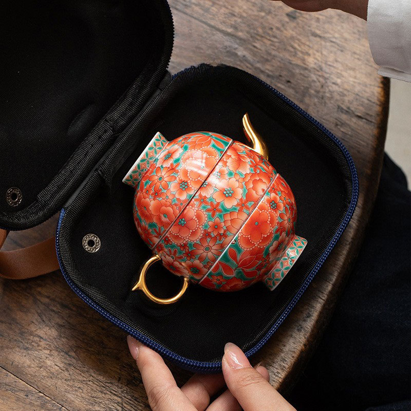 鎏金滿堂紅宮燈旅行茶具