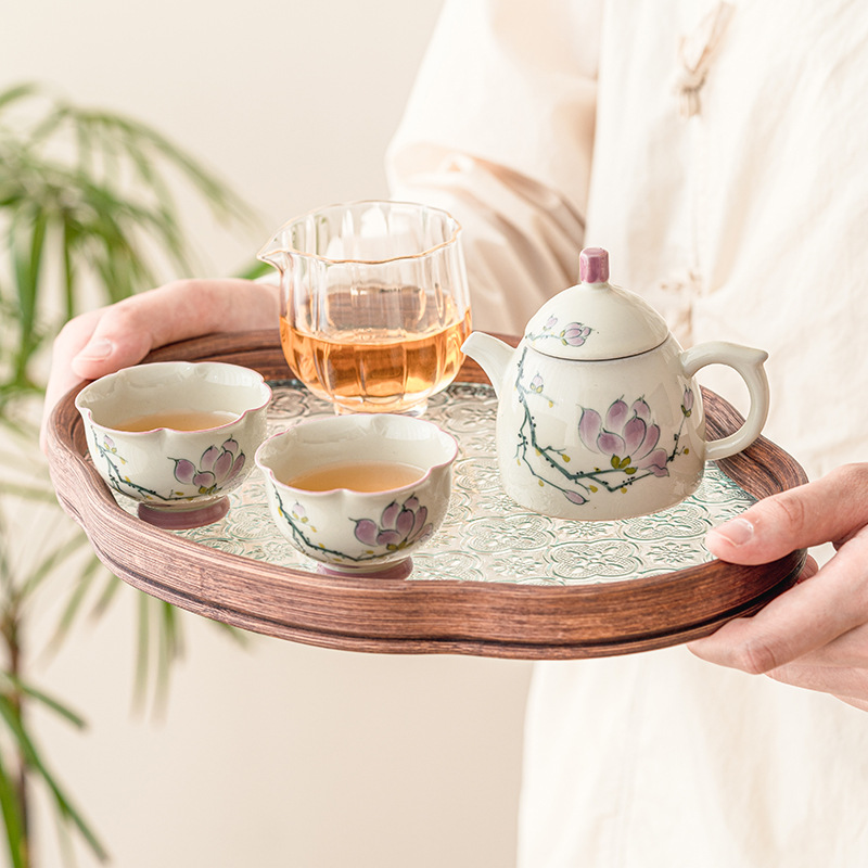 手繪玉蘭花茶具套裝