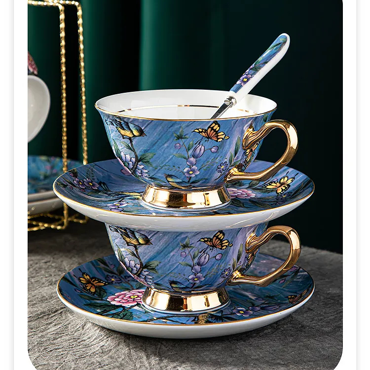 夢幻芝蘭骨瓷歐式咖啡杯碟套裝伴手禮