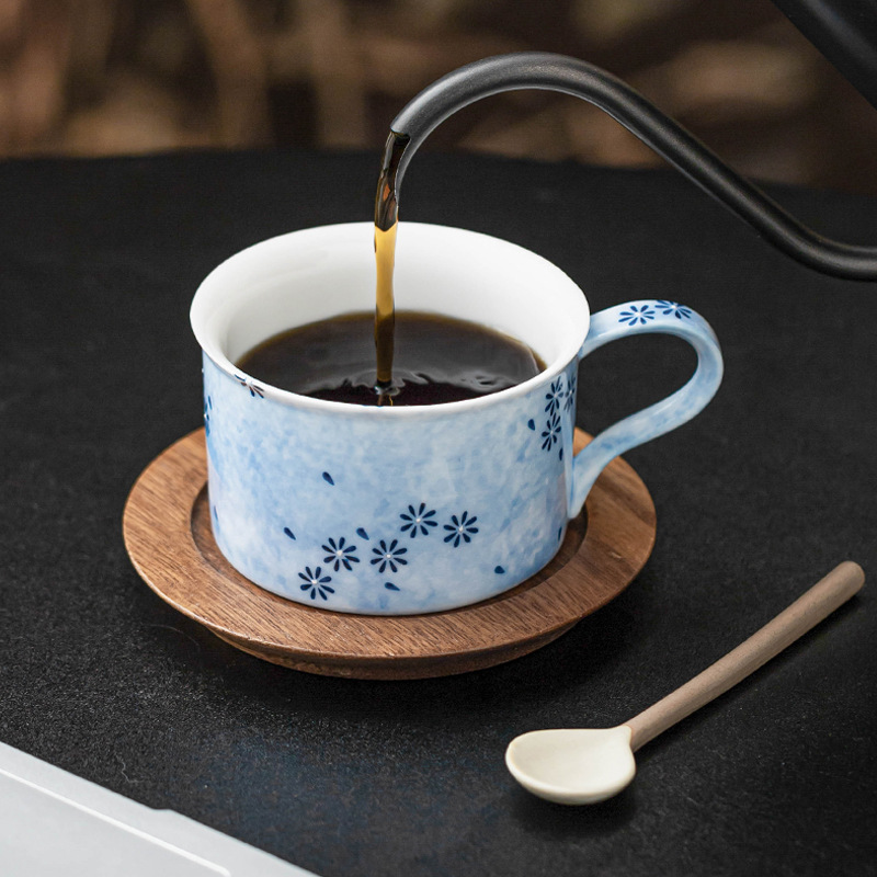灑藍雛菊陶瓷咖啡杯碟