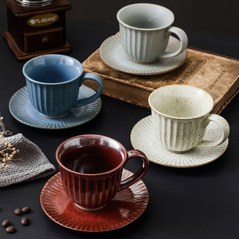 復古手工陶瓷日式咖啡杯碟套裝