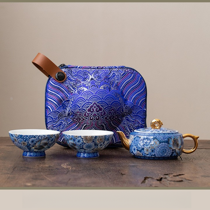 鎏金繁花宮燈旅行茶具