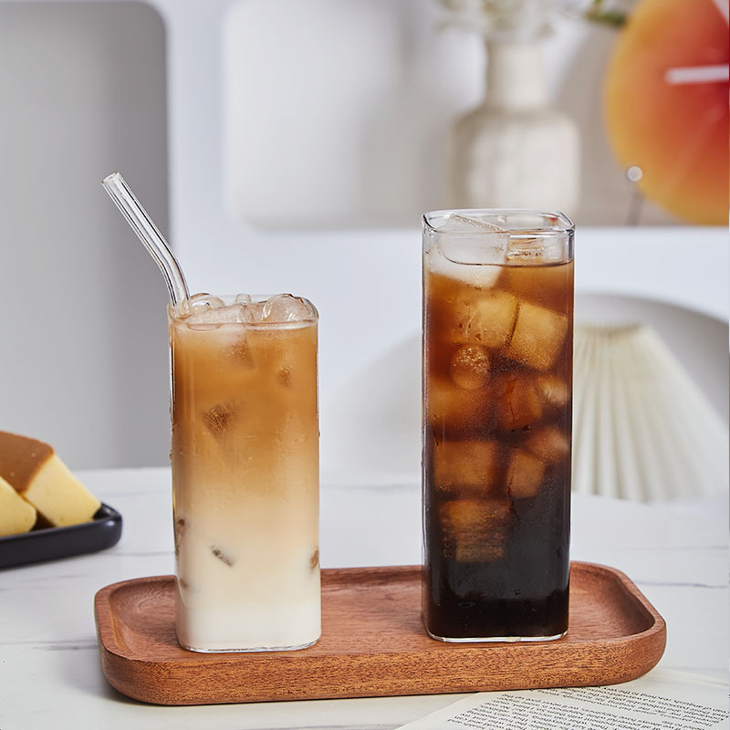 Ins餐廳北歐網紅冷飲玻璃杯 方形水杯果汁杯蘇打水杯簡約氣泡酒杯