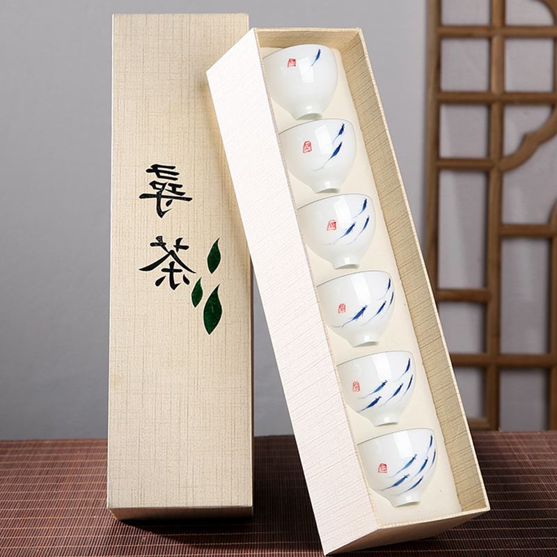 手繪白瓷茶杯套裝