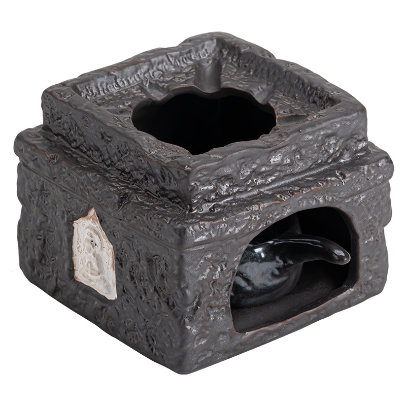 侘寂風手作粉引粗陶溫茶爐