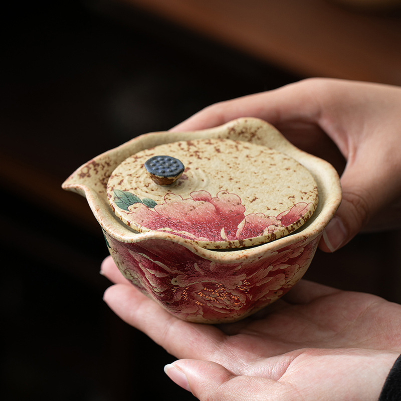 火石紅陶瓷手抓壺泡茶器