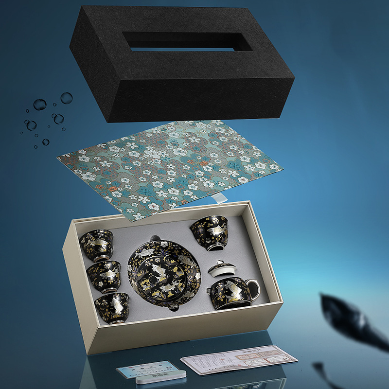 魚藻紋金銀錯琺瑯彩鎏銀茶具