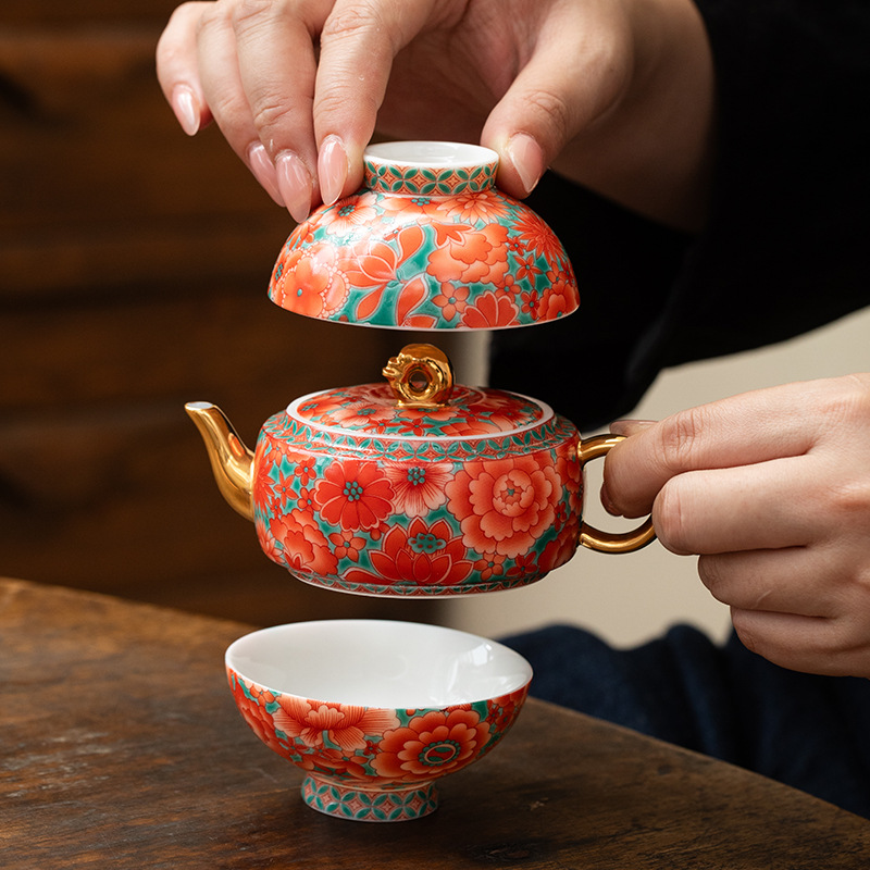 鎏金滿堂紅宮燈旅行茶具