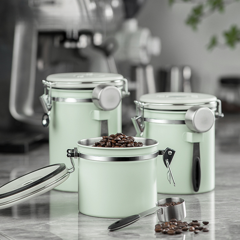 薄荷綠咖啡豆密封罐