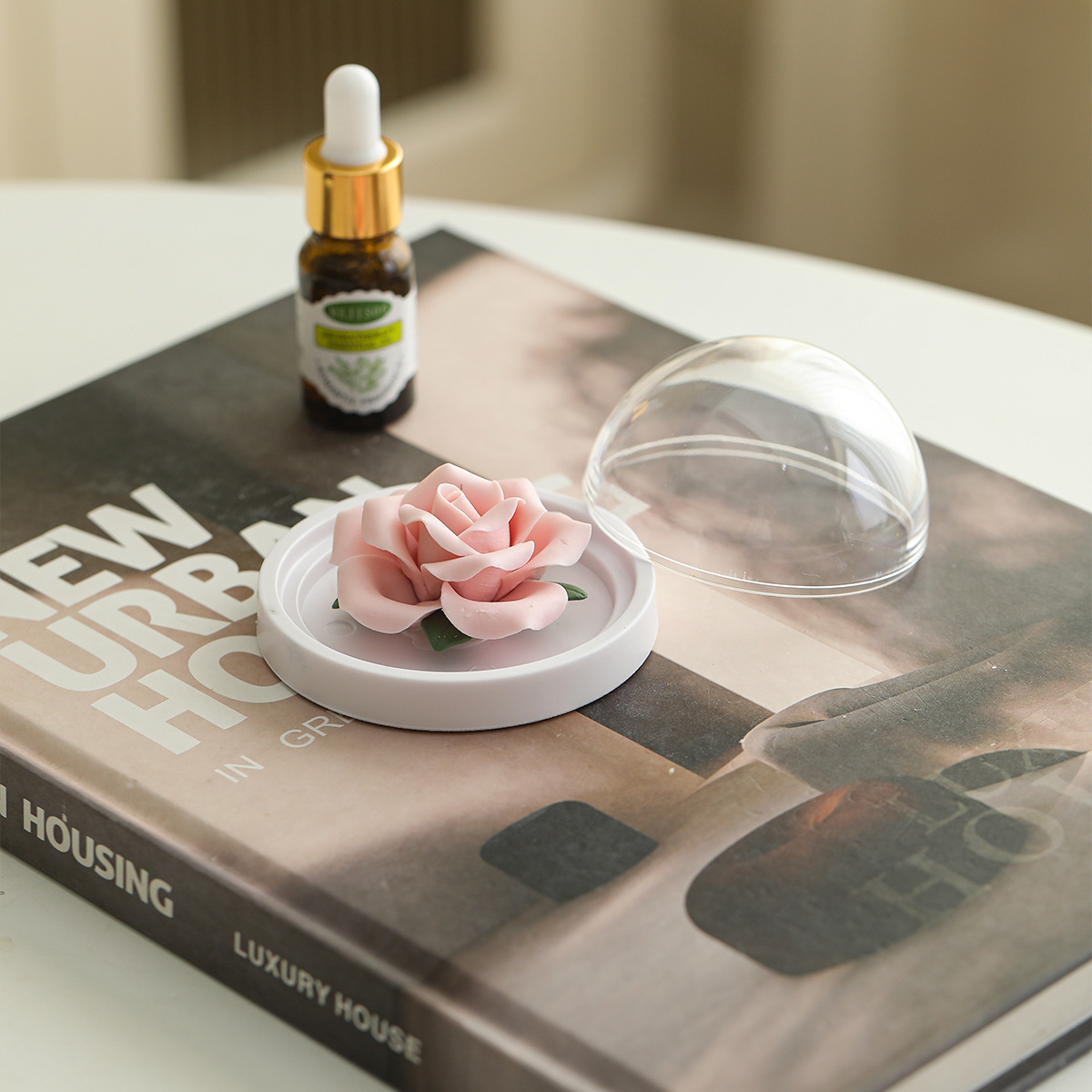 小號手工捏花牡丹花陶瓷香薰擴散器