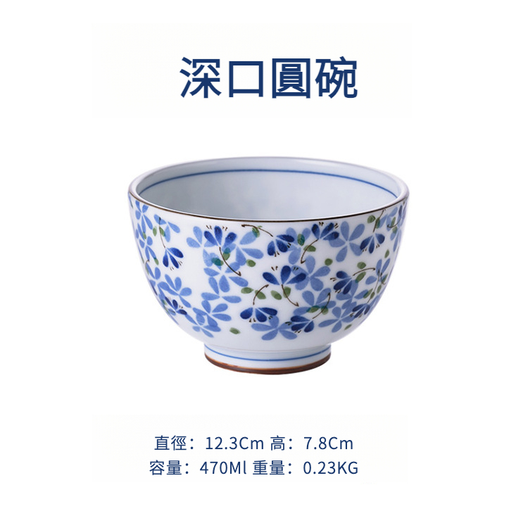 日本進口美濃燒小藍芽輕量米飯碗