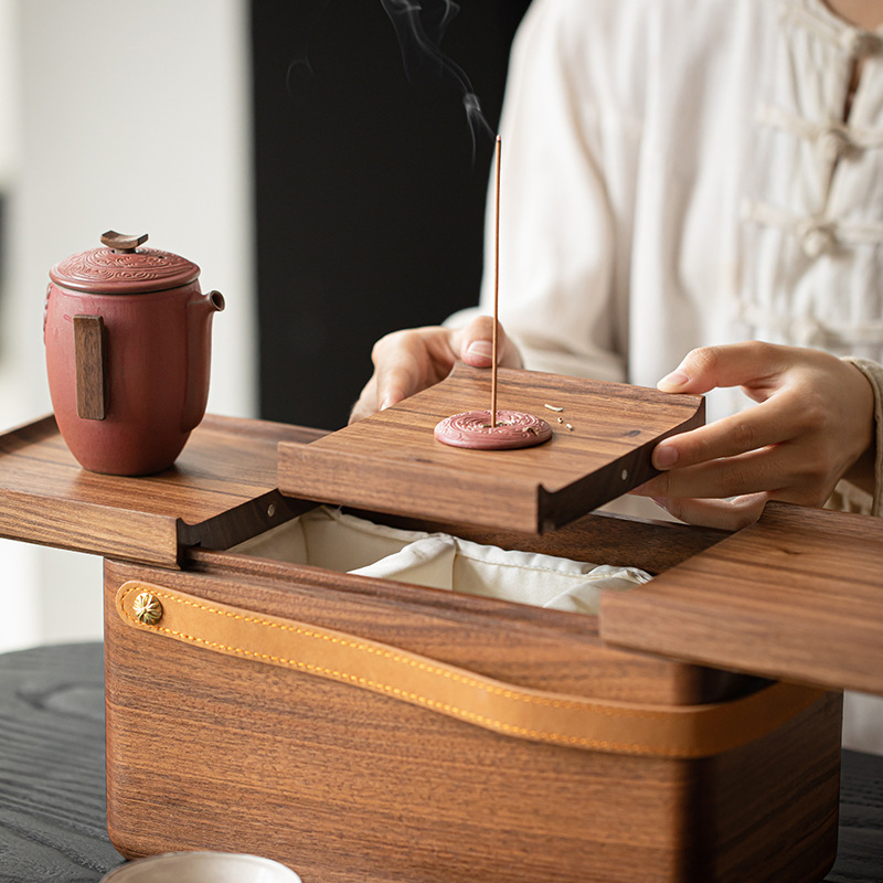 胡桃木差距收納箱