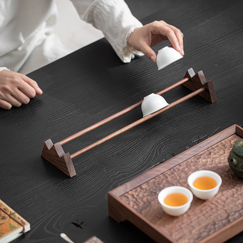 胡桃木置物茶杯架子