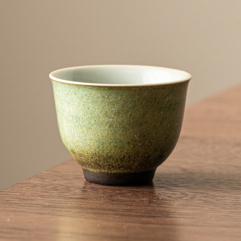 窯變星空翠綠復古品茗杯鈴鐺杯