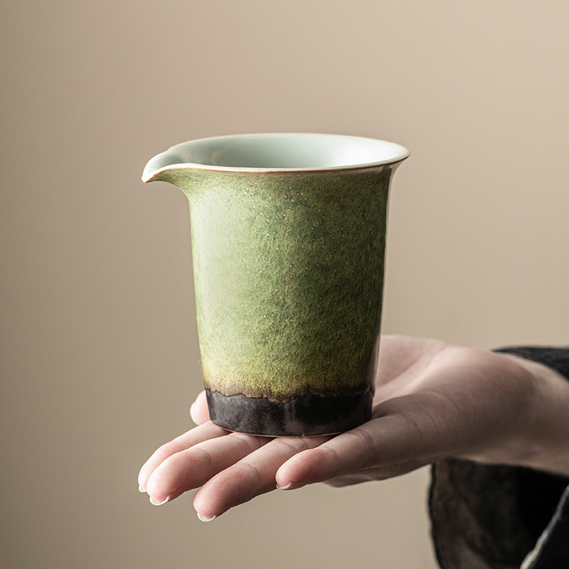 窯變星空翠綠復古公道杯
