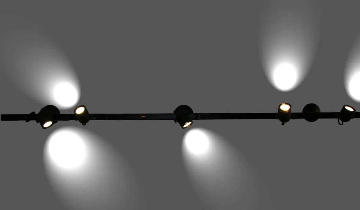 Adjustable magnetic track lights showcasing focused and ambient lighting options.
