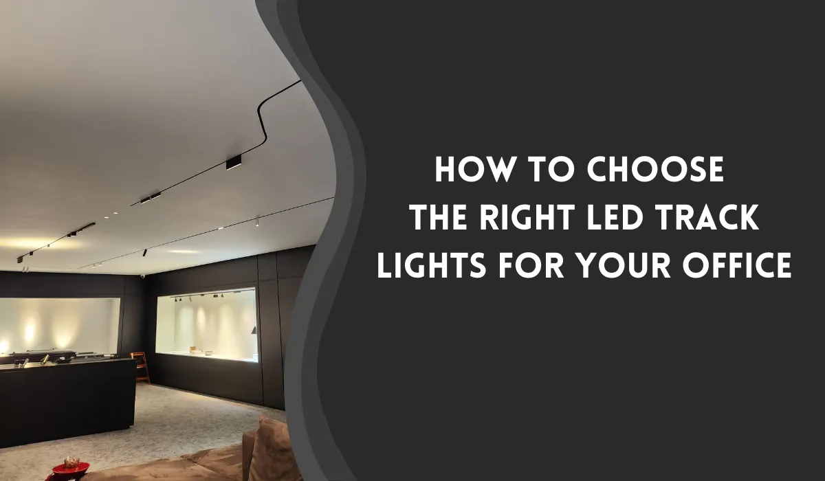 Modern office with sleek black LED track lighting, creating a well-lit and professional workspace.