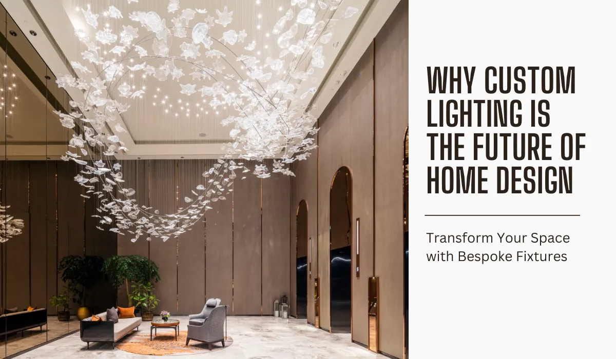 A luxurious living room illuminated by a custom-designed chandelier.