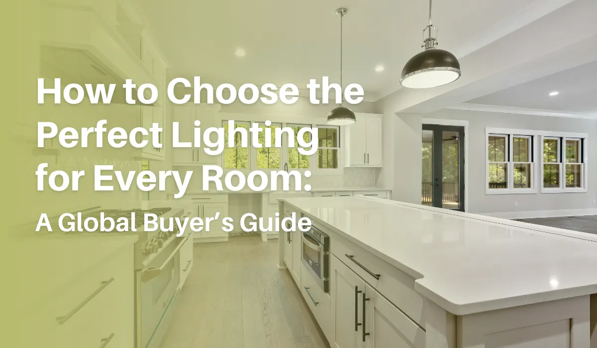 Guide to choosing the perfect lighting for every room, featuring stylish pendant lights in a modern kitchen.