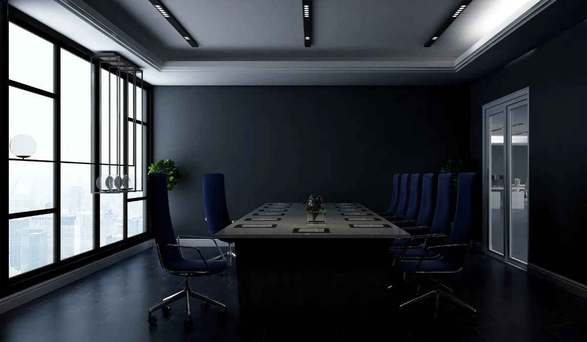 Sleek LED track lighting installed in a modern office workspace.