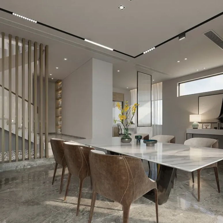 Bar flood light on a magnetic tracks in a modern home