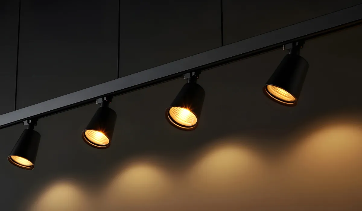 Track lights and downlights beam angles.