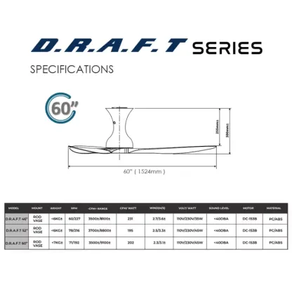 Alaska Draft 3 Blades Smart Ceiling Fan